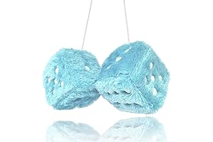 Adorable Blue Fuzzy Dice with White Dots