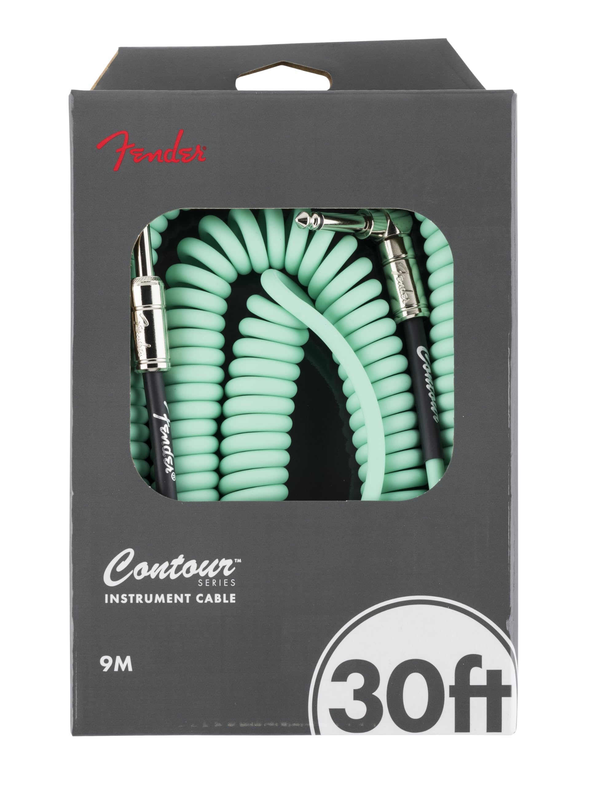 Fender 30' Contour™ Series Coil Instrument Cable, Seafoam Green