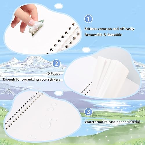 Miniatura 4 de Libro de recogida de calcomanías reutilizables, tamaño A4, organizador de almacenamiento, 40 hojas, papel de liberación