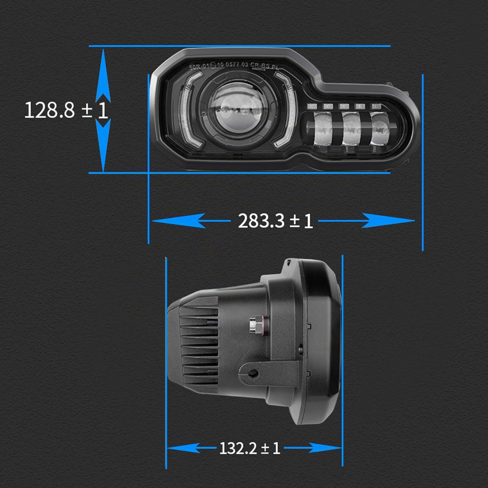 Faro LED Moto 12V Omologato E-MARK con Angel Eyes per BMW Adventure ADV | per F800R F800GS F750GS F700GS F650GS Adventure,Illuminazione per Guida, Posizione Anteriore