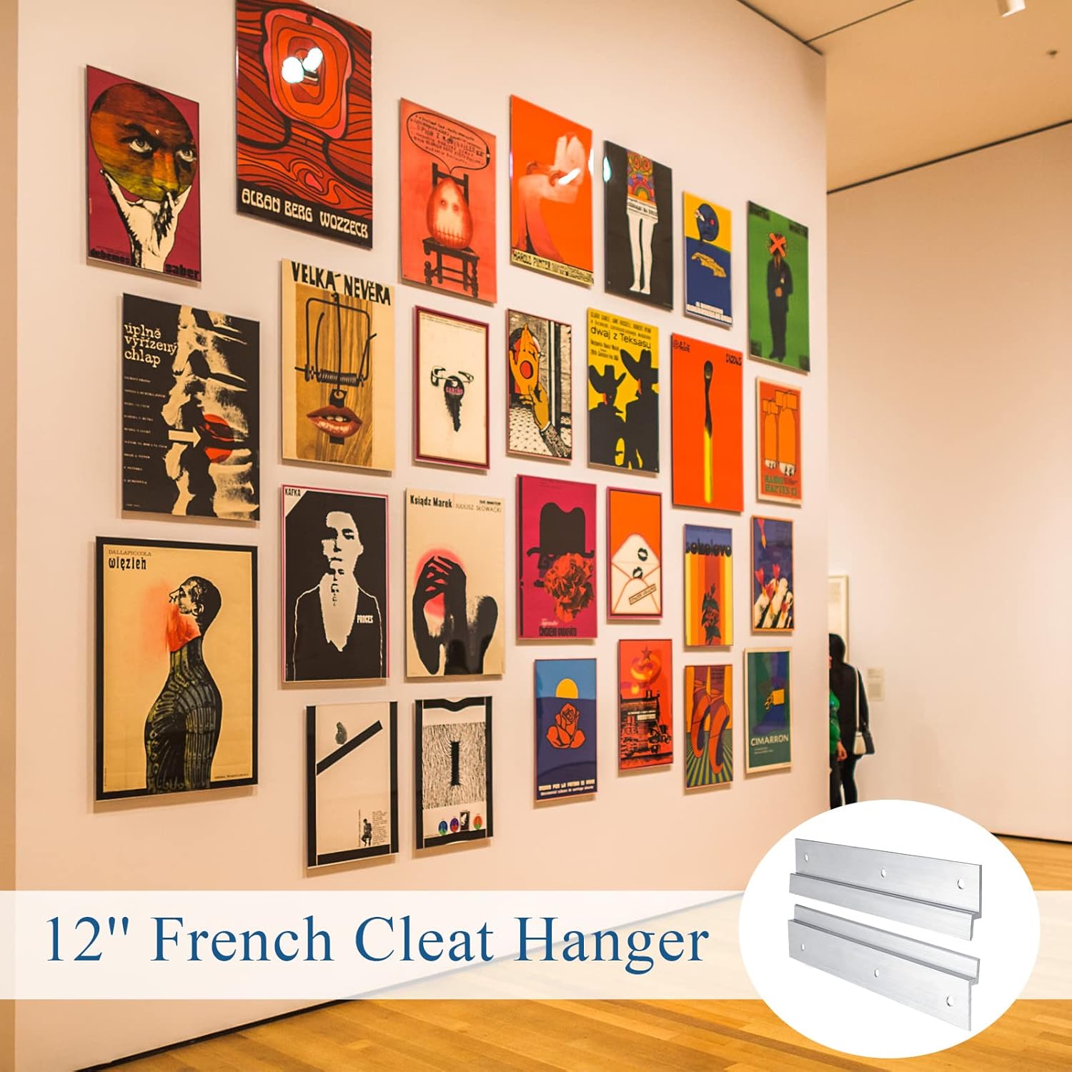 24 Pack French Cleat Hanger Headboard Wall Mounting Brackets Cleat Picture Hanger Kit Z Bar Supports with Plastic Expansion Tube Screws Silicone Dots for Picture Mirror Whiteboard (12 Inch)