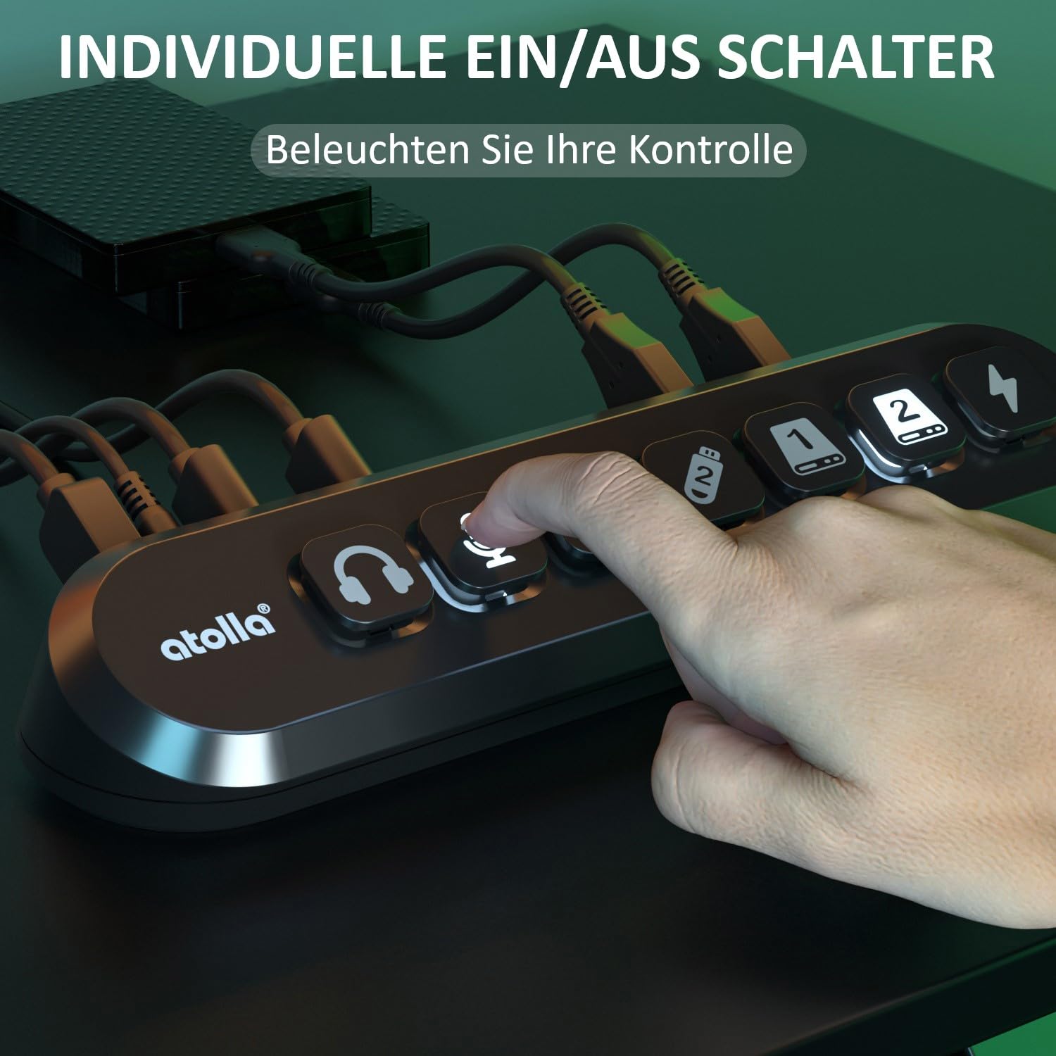 Hub USB avec bloc d'alimentation 36 W, hub USB 3.0 actif atolla 5 Gbps et 1 port de charge rapide, hub USB actif 3.0 avec adaptateur d'alimentation 12 V/3 A (câble de 1,5 m) et boutons marche/arrêt