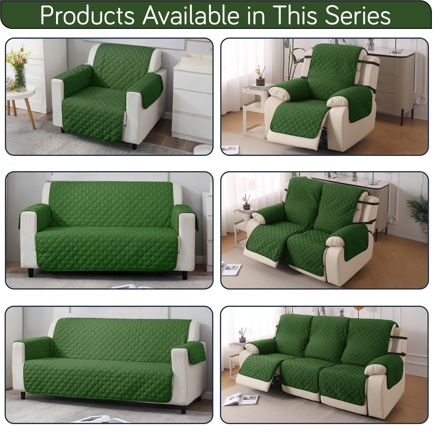 HOKIPO Recliner Cover - 3 Seater, Forest Green -6 HOKIPO Recliner Cover - 3 Seater, Forest Green -6