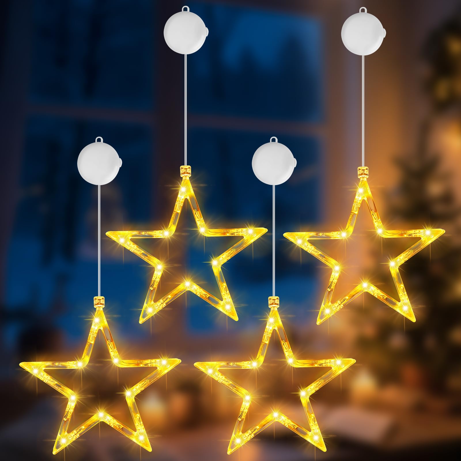 OUILA 4 Stck LED Sterne Weihnachtsbeleuchtung, LED Stern Fenster  Weihnachtsstern mit Batterie und Timer lichterkette Weihnachten Innen  Saugnpfe & Klebriger Haken Kinderzimmer Weihnachtsdeko Warmwei :  Amazon.de: Beleuchtung