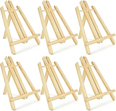 6 Pcs Easel Stands, 30cm Wooden Table Top Easel for Painting, Craft Tables, Classroom Art, Photos, Menus and Small Display Signs