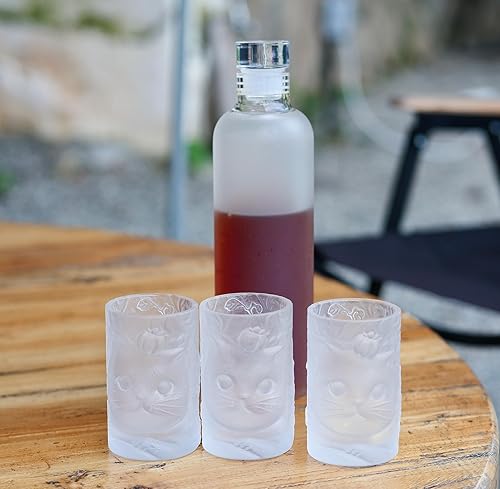 Miniatura 5 de Tazas de té para gatos (juego de 3)  Mini vasos de vidrio de 3.4 fl oz para agua, jugo, té, expreso, whisky y otras bebidas  Regalo único para gatos