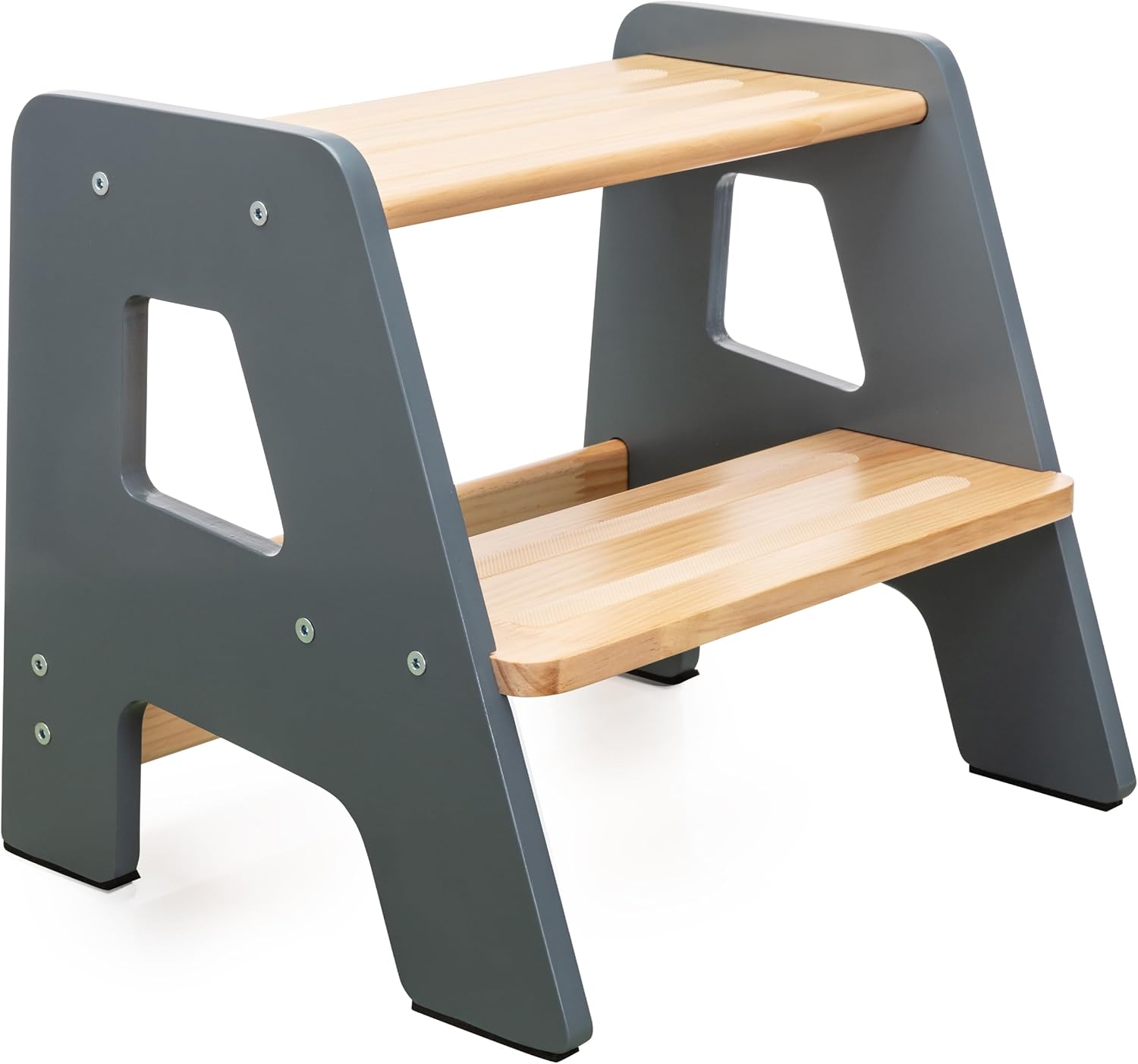 (Similar)2-Step Wooden Step Stool for Toddlers | Kids Stool for Bathroom Sink & Kitchen Use | Non-Slip Step | Wooden Stool for Children Ages 2+ Years Gray 1 - Gray 2-Step