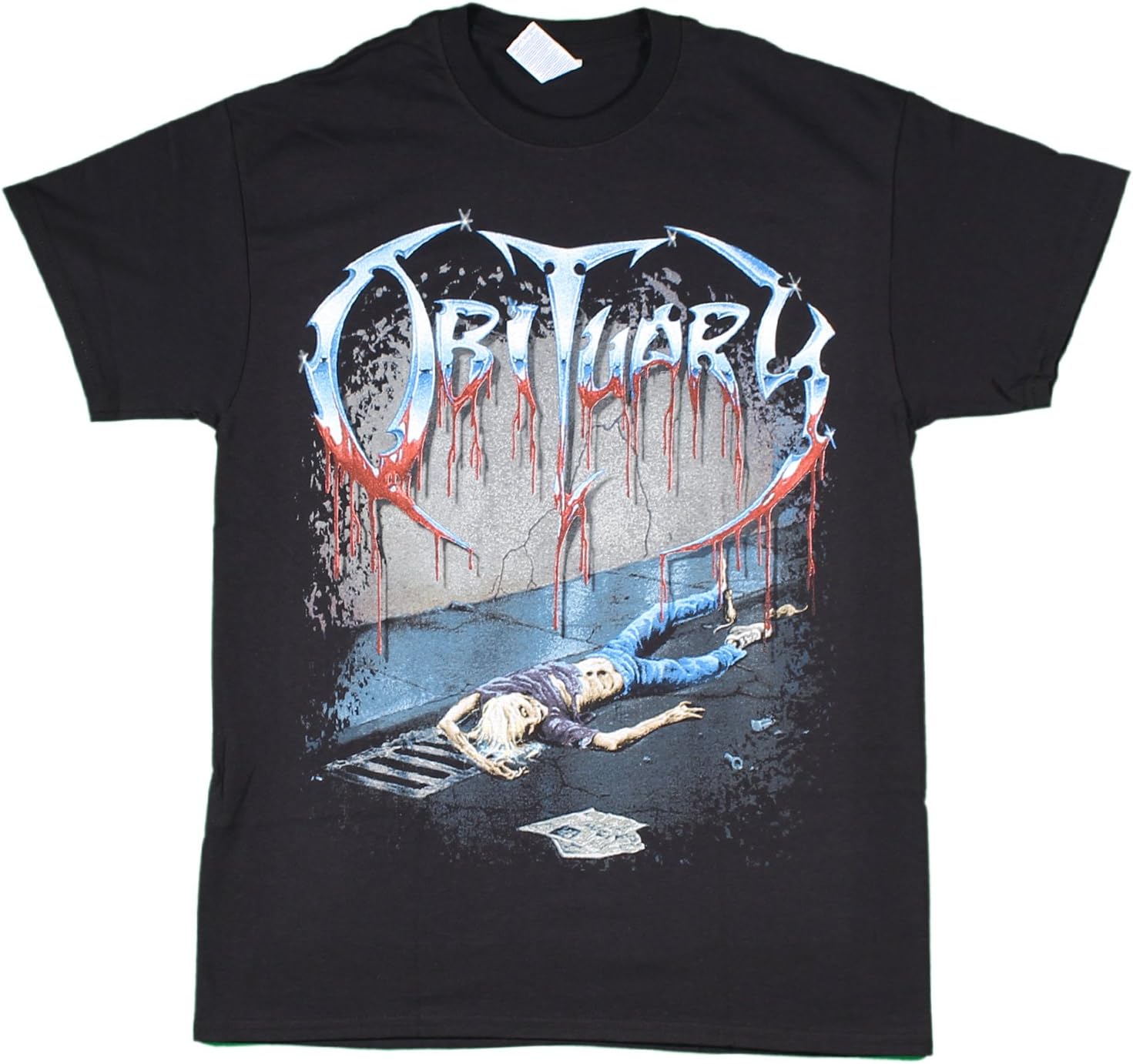 Obituary - Slowly We Rot with back print t-shirt black, Size: Medium, Color: Black