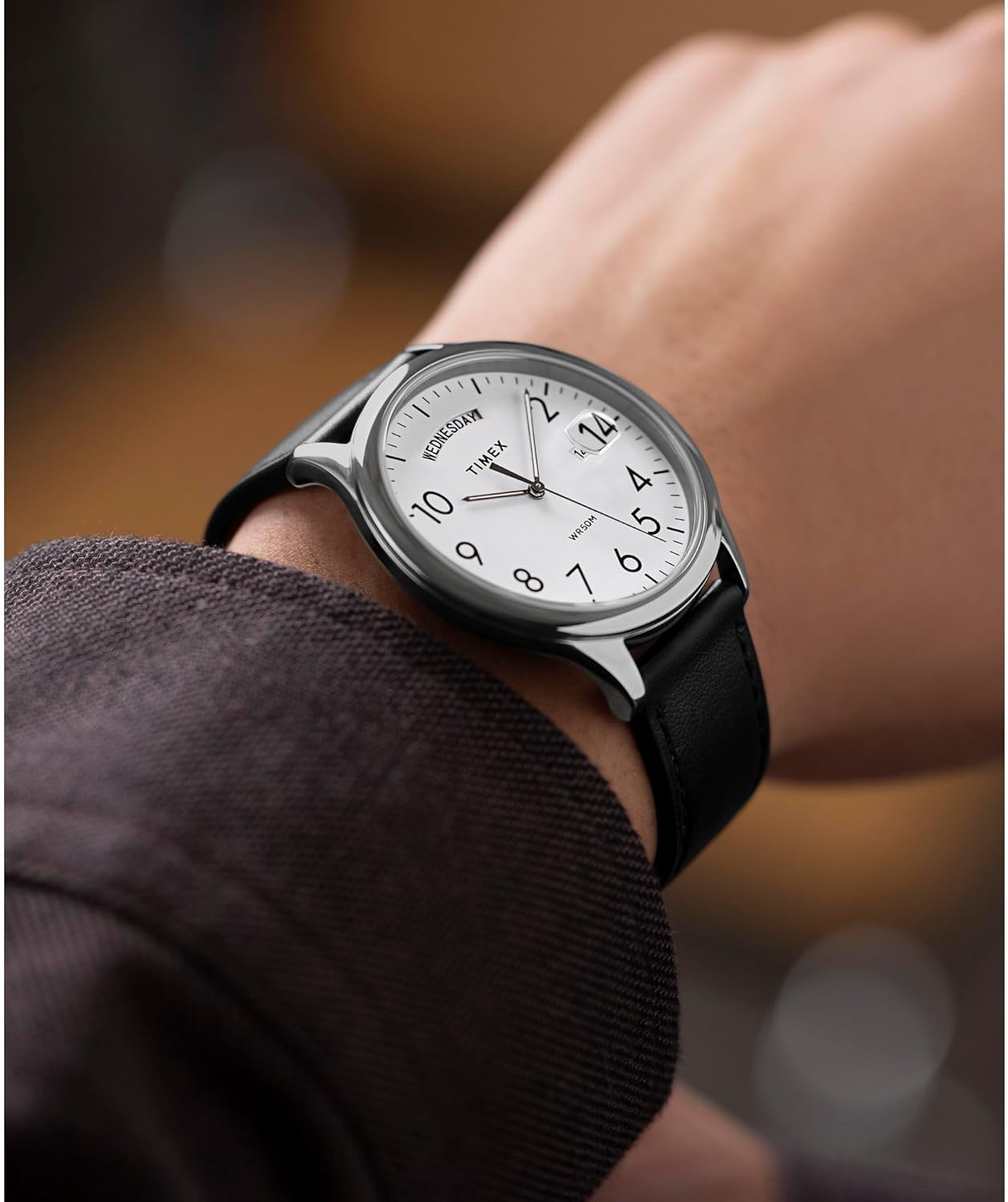 Timex Men's Modern Easy Reader 40mm Watch - Black Strap White Dial Silver-Tone Case