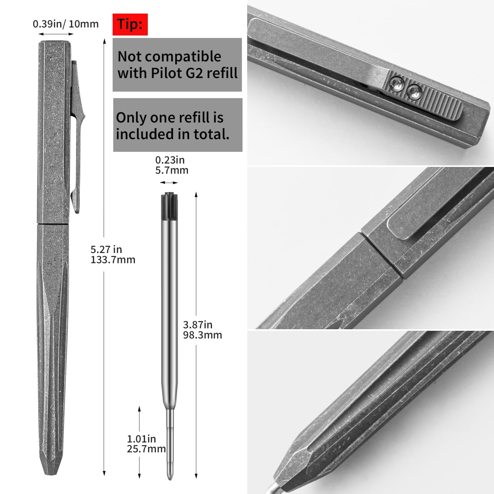 Amazon | TIMULTI チタンスライド格納式タクティカルペン(グレー