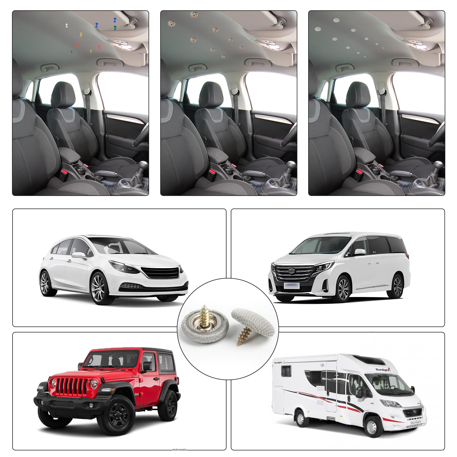 65 Stück Dachhimmel Reparatur, Auto Reparatur Nieten Set, Universal 65 Stück Dachhimmel Reparatur, Auto Reparatur Nieten Set, Universal