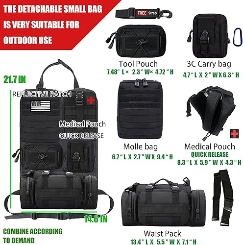 Miniatura 2 de Organizador táctico de respaldo de asiento, organizador de camión, universal para automóvil, camión, Ford, Jeep, Ram, paneles más gruesos y pesados