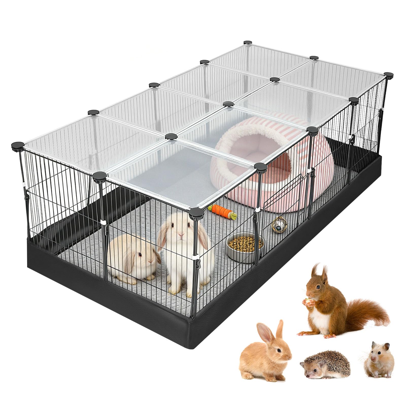 Small Animal Playpen, Rabbit Run with Waterproof Mat, Guinea Habitat Hamster Cage with Top Panel, Door, Pet Exercise Fence for Guinea Pig, Turtle, Hedgehog, Puppy, Kitten, Indoor Outdoor 122x60x40CM