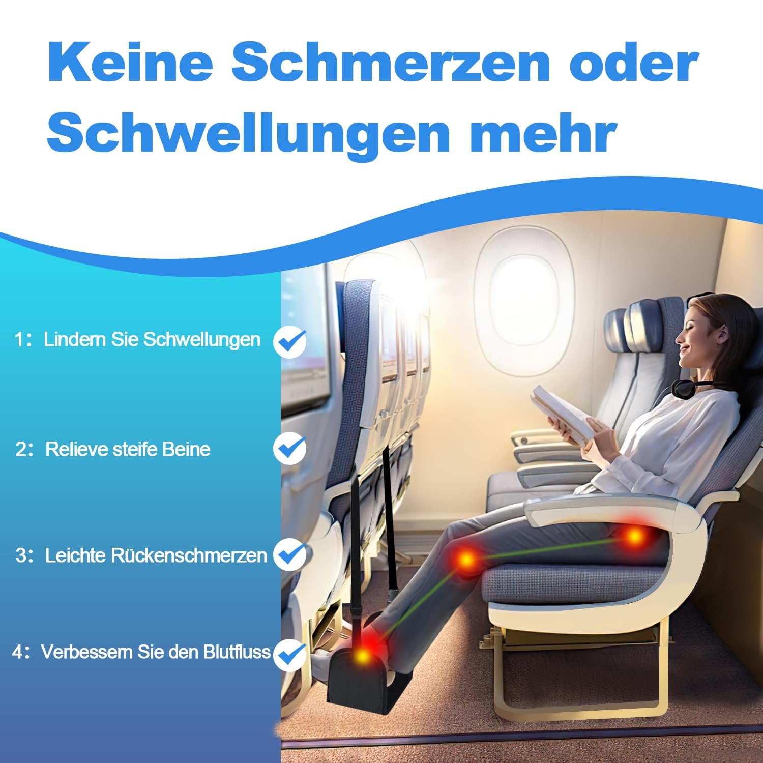 M MOACC Poggiapiedi per aereo - Poggiapiedi da viaggio con schiuma a memoria di forma, poggiagambe portatile regolabile per aerei,Travel Essentials Piede Amaca con Piatti di Supporto (Medium)