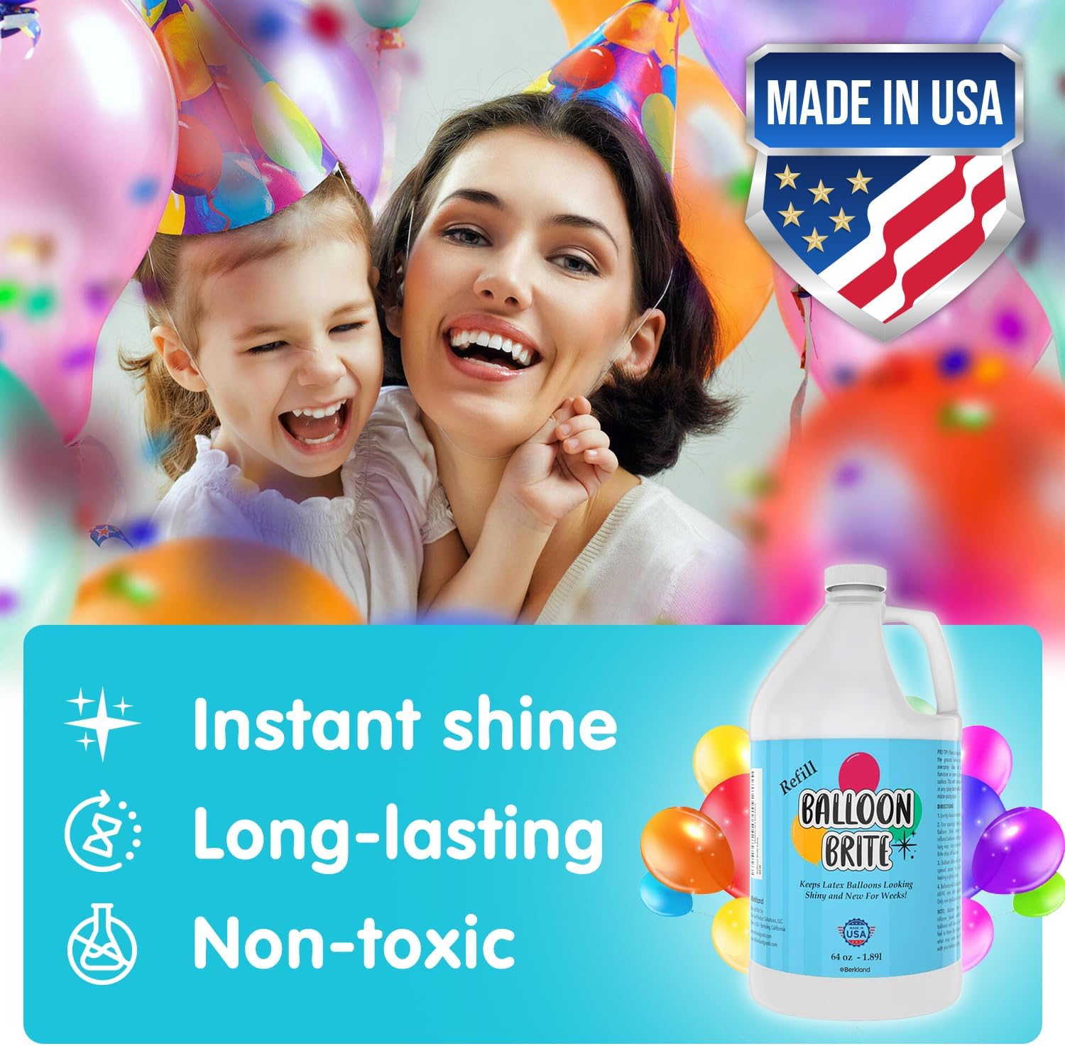 64 Ounce Balloon High Shine Spray for Latex Balloons - Balloon Spray Shine for an Elegant Hi Gloss Finish in Minutes - Specially Formulated Balloon Glow Spray Made in USA