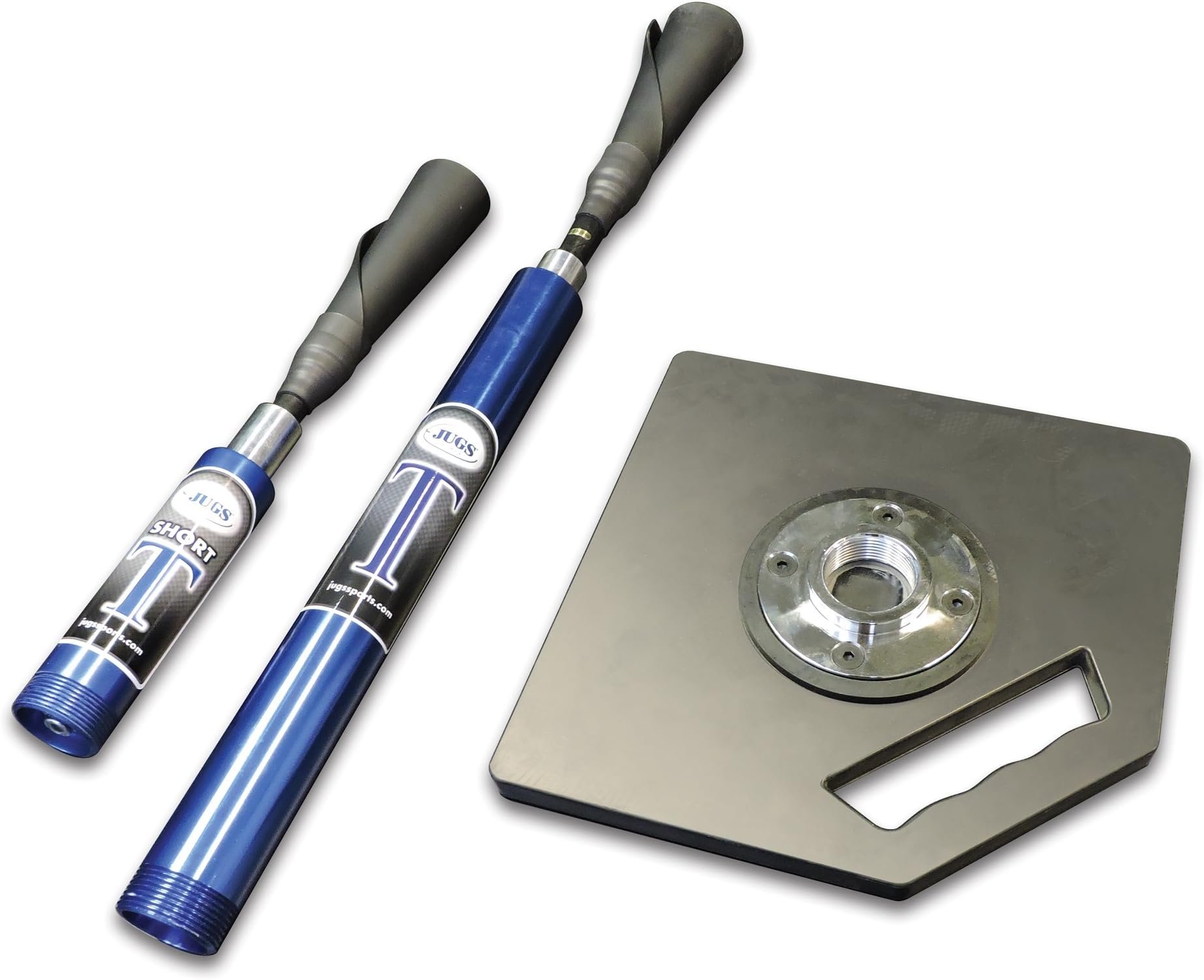 Jugs Combo T Package. Includes 1 Regular T stem: 24-45 inch Extension Range, 1 Short T stem: 16-23 inch Extension Range, and 1 T Base. 1-Year Guarantee.