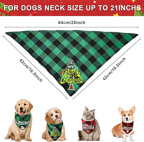 Miniatura 2 de 4 pañuelos de Navidad para perros, bufanda clásica de Navidad a cuadros para perros, triángulo, fiesta, disfraces, accesorios para perros pequeños y