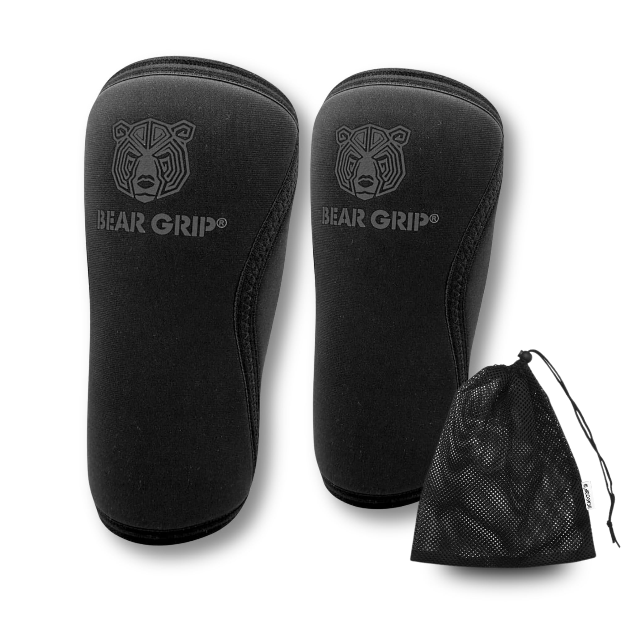 BEAR GRIP 7mm Knee Sleeves (Pair) for Weightlifting and Squats - XS