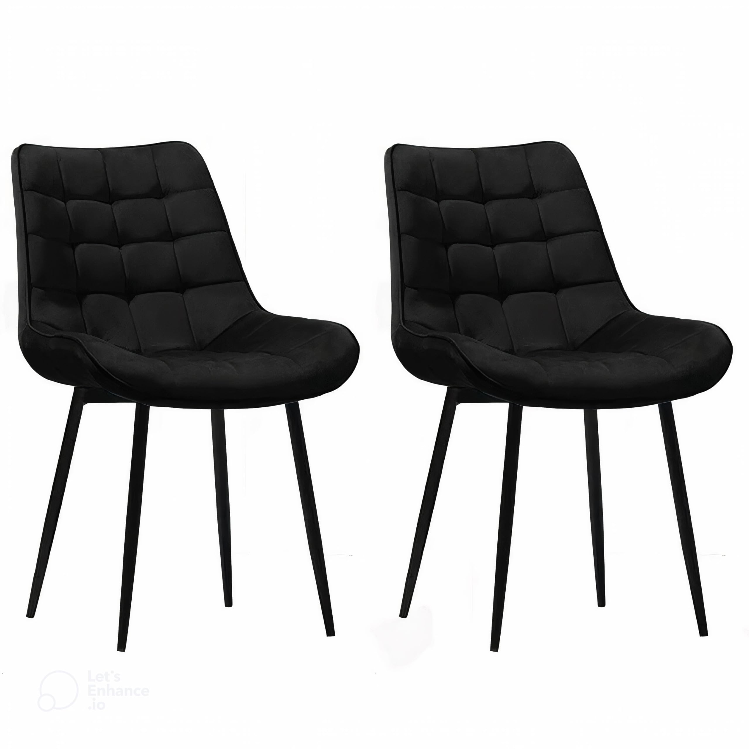 JupiterJX Modern Velvet Dining Chairs Set Of 2 With Sturdy Metal Legs, Armless Kitchen Chairs Soft Padded Seat High Backrest Living Room For Home, Bedroom, Office, Reception (Black, 2 Piece)