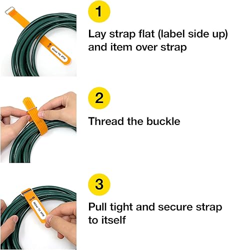 Miniatura 6 de Wrap-It Storage - Correas de sujeción con hebilla de acero inoxidable y etiqueta para escribir para una fácil identificación de cables, para gestión