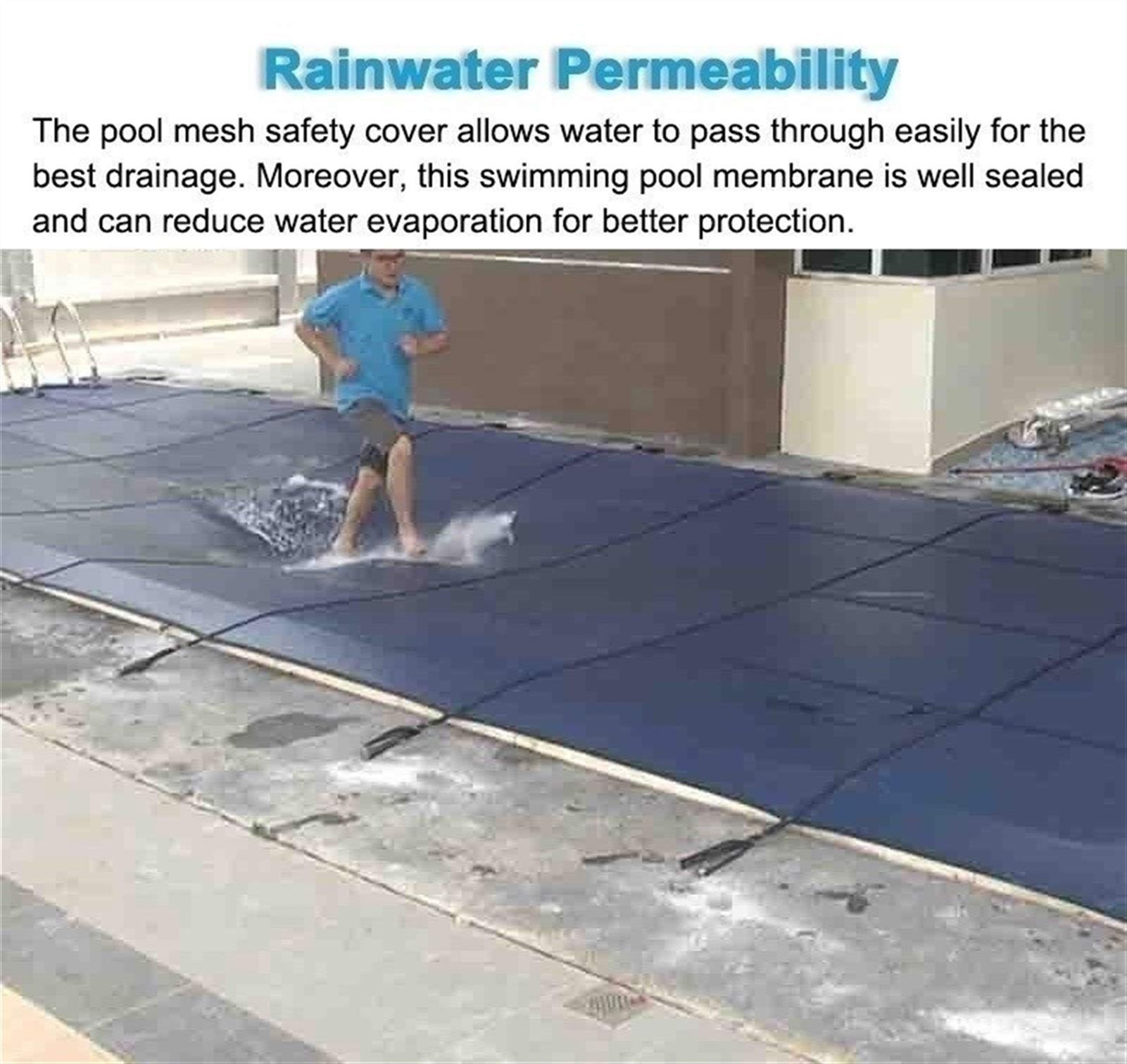 Cobertor Cubierta Fundas para Piscinas, Invierno Cubierta de Seguridad para Piscina Enterrada para Niños / Mascotas Seguro, Los Accesorios de Instalación Incluyen, Azul, 1m / 2m / 3m / 4m / 5m / 6m /