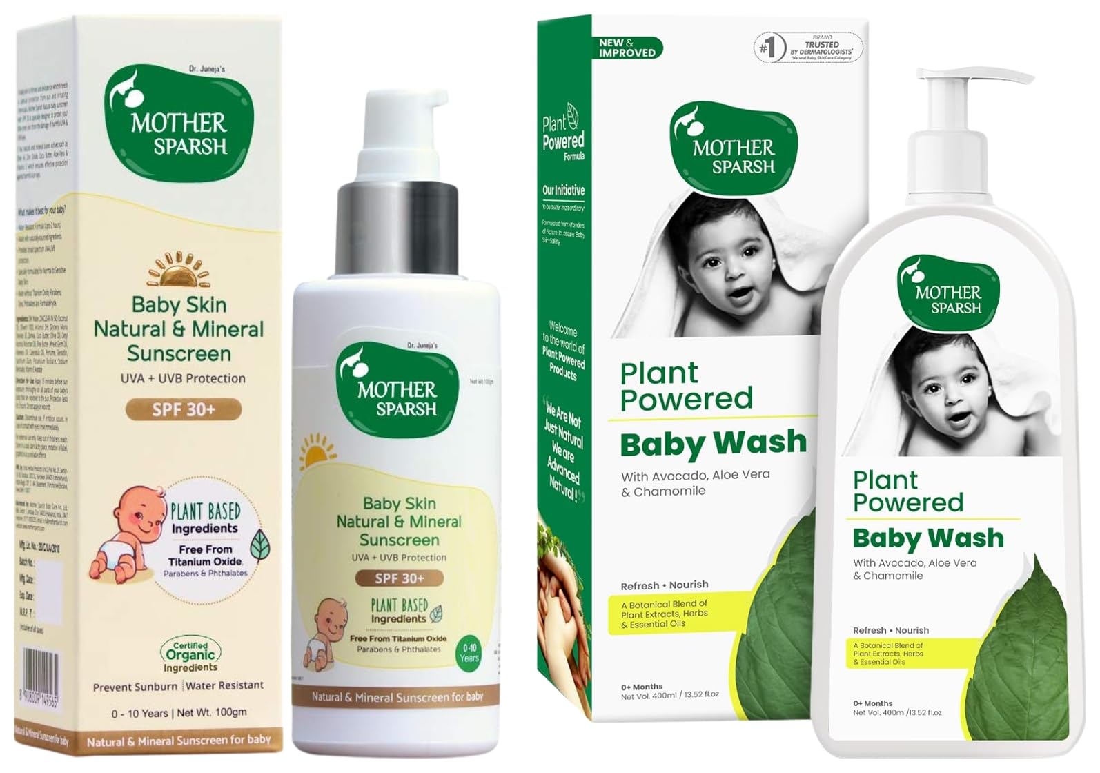 Mother Sparsh Combo Of Plant Powered Baby Suncreen + Plant Powered Baby Body Wash Cream 400Ml (B0CZLQ3YGR) Amazon Price History, Amazon Price Tracker