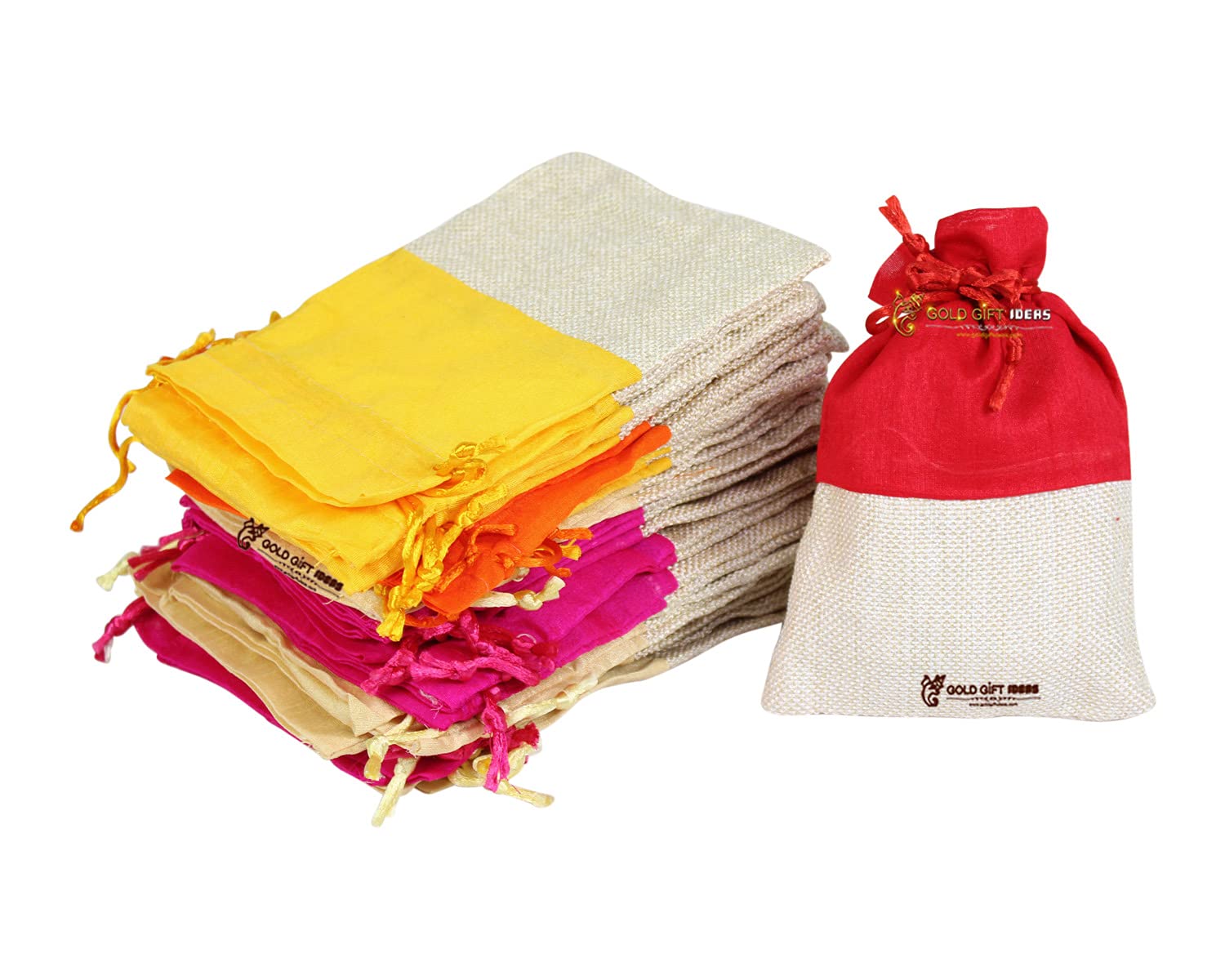 goldgiftideas Unisex Cotton Jute Linen Potli Pouches (16 x 12 cm)-picture-15