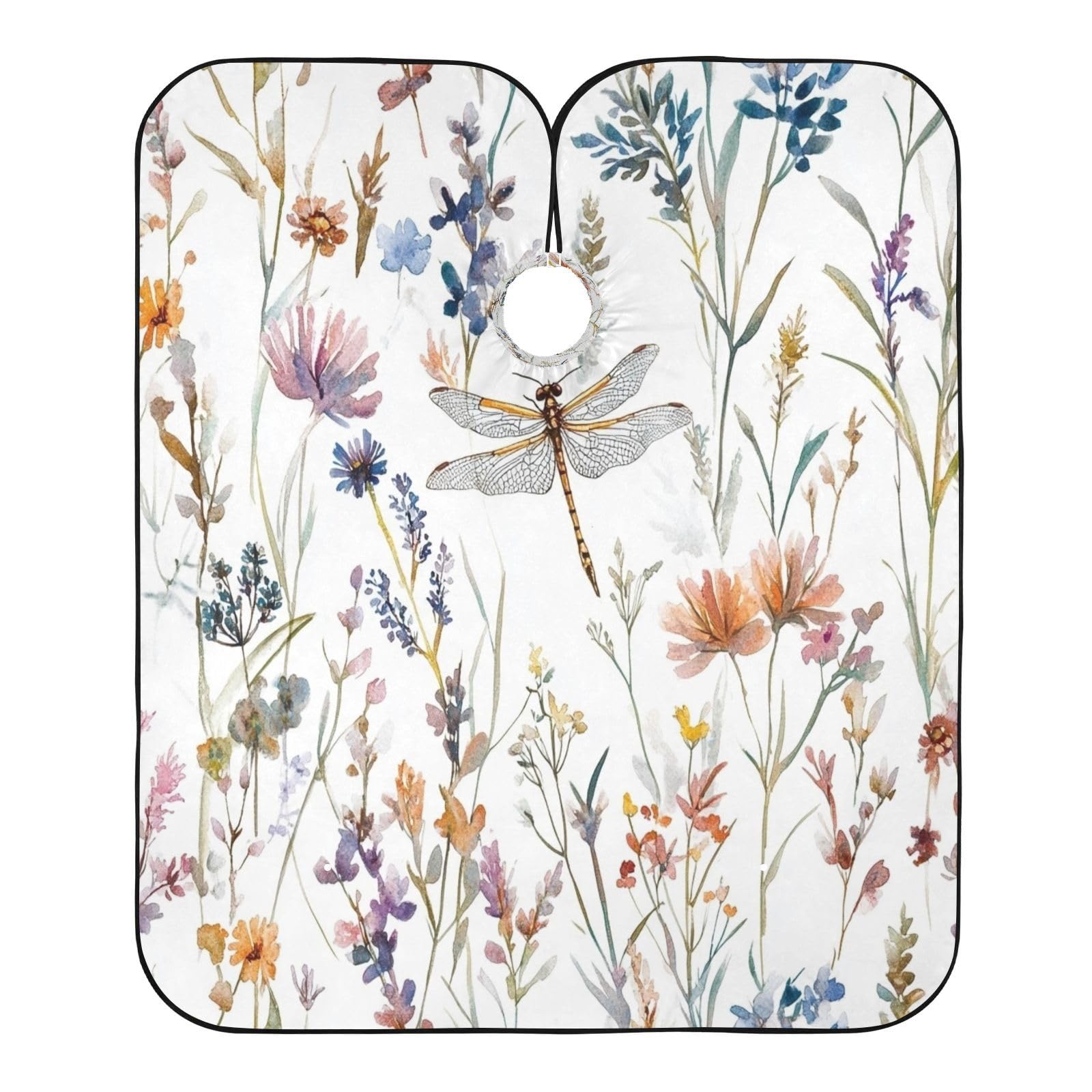 Kigai Hair Cutting Cape for Men & Women Dragonfly Wildflowers Waterproof Barber Cape Professional Hairdressing Salon Styling Cape with Adjustable Closure Snap