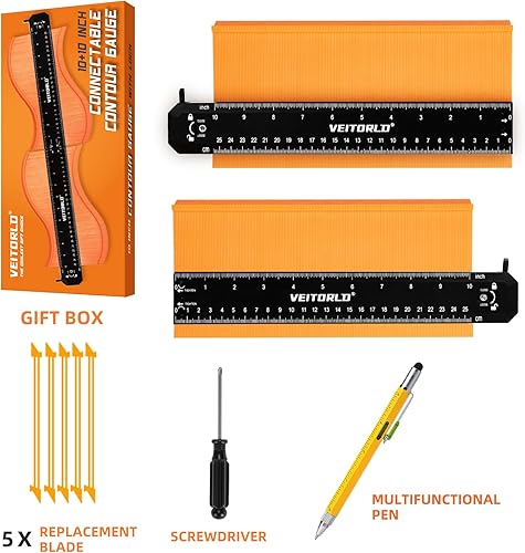 Miniatura 6 de VEITORLD Medidor de contorno conectable (10 + 10 pulgadas), duplicador de perfil con cerradura, día del padre, regalos de cumpleaños únicos para