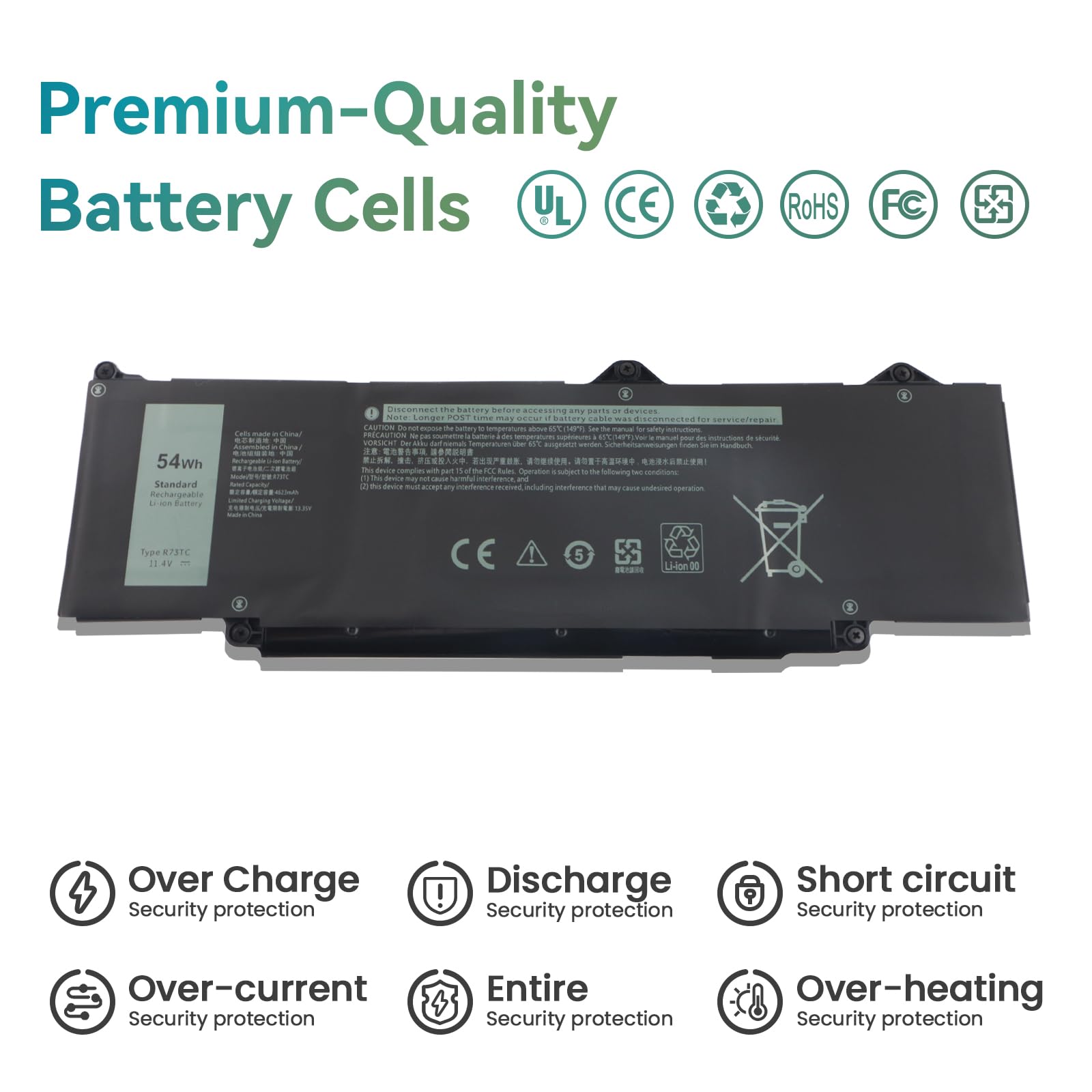 54Wh R73TC DR02P Batterie pour Dell Latitude 3340 3440 3540 3550 5440 5450 5540 5550 7455 5340 5350 Precision 3480 3490 3580 3590 Mobile Workstation Inspiron 14 Plus 7441 Serie 2X1V9 KDM9P GRWKG GTG7N