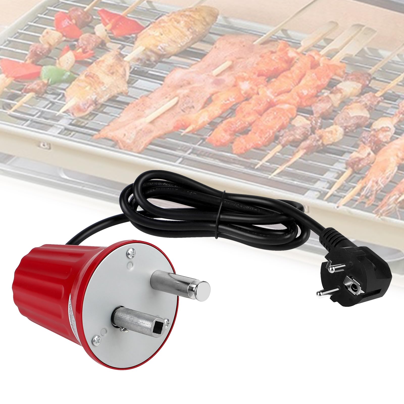 EXLECO Moteur de Barbecue Moteur électrique de Gril Rôtissoire DC 220V 230V 240V à Faible Bruit Motor Rotateur destiné à Barbecue extérieur Portables Accessoire pour Support de Rôti de Barbecue Rouge