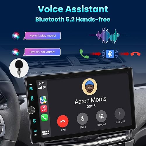 Miniatura 4 de Pantalla táctil de radio de coche de un solo DIN (giratoria de 10.4 pulgadas) compatible con Apple CarPlay inalámbrico Android Auto estéreo de coche