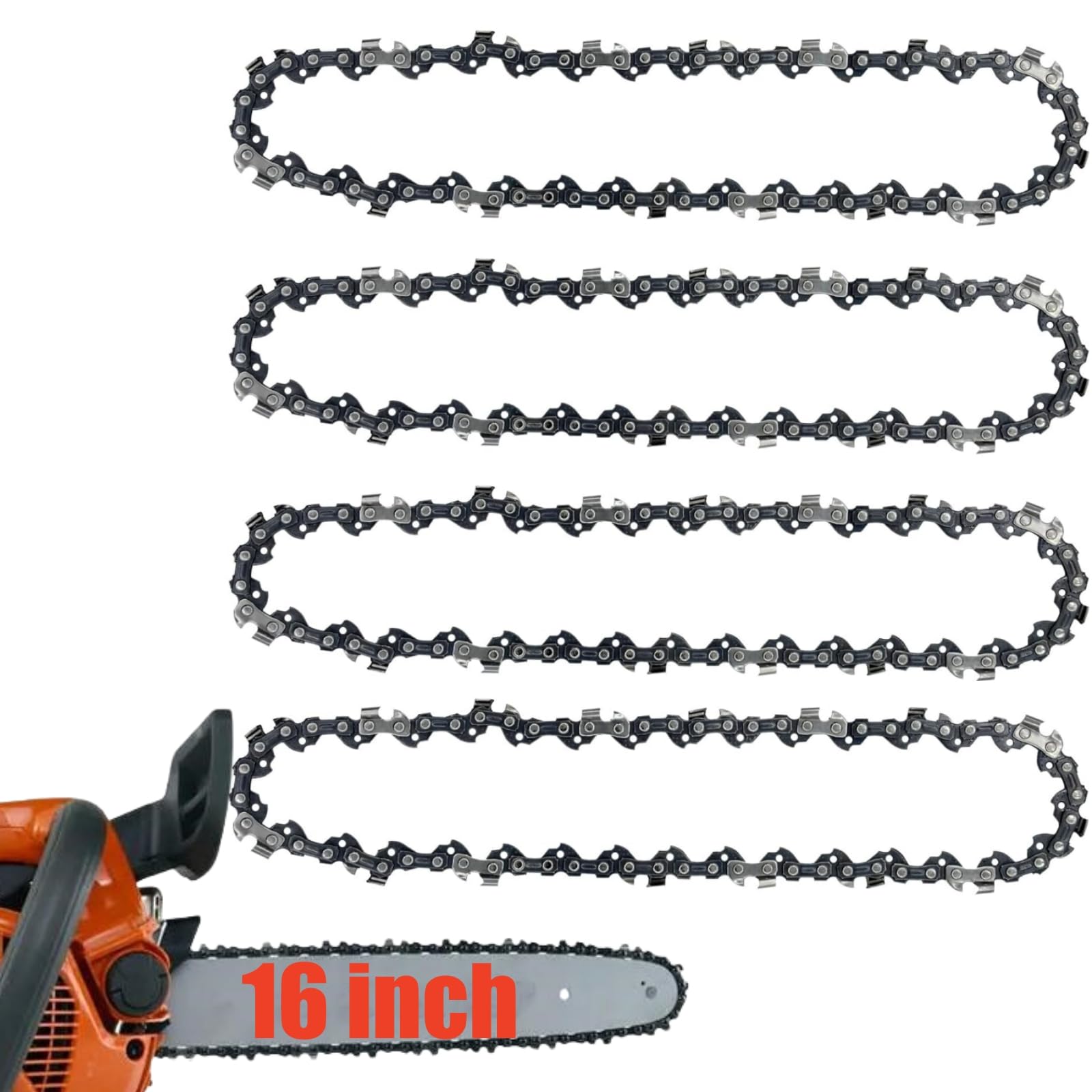 4 cadenas de motosierra de 16 pulgadas, paso de 3/8 pulgadas, calibre de 0.50 pulgadas, 56 eslabones de transmisión, cadenas de motosierra S56 para Craftsman Echo Poulan, hoja de motosierra para
