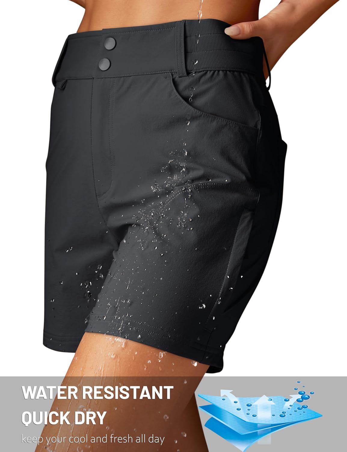 MAGCOMSEN Womens Hiking Cargo Shorts Golf Athletic Lightweight Water Resistant Shorts with Pockets for Summer 5 Inch