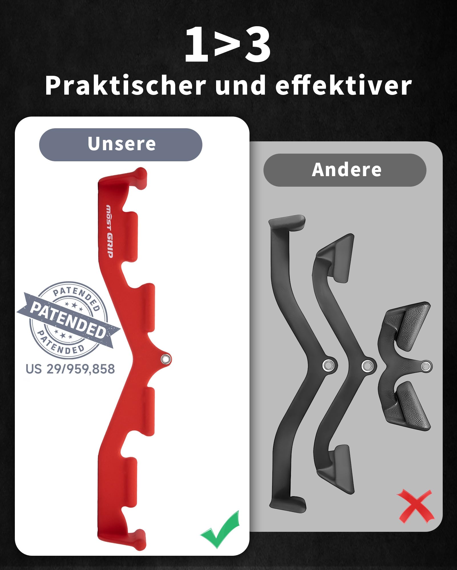 Latzugstange für das Fitnessstudio zu Hause – Bizeps Stange mit 6 ergonomischen Griffen, Latzug Griff für das Rückentraining, Rudergriff für den gesamten Rücken