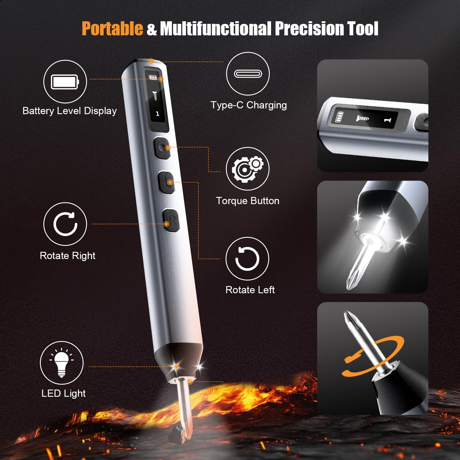 Juego de mini destornilladores eléctricos 83 en 1, destornillador de precisión inalámbrico con 72 brocas magnéticas, luz LED, 5 ajustes de torsión, herramienta de reparación para teléfono, laptop
