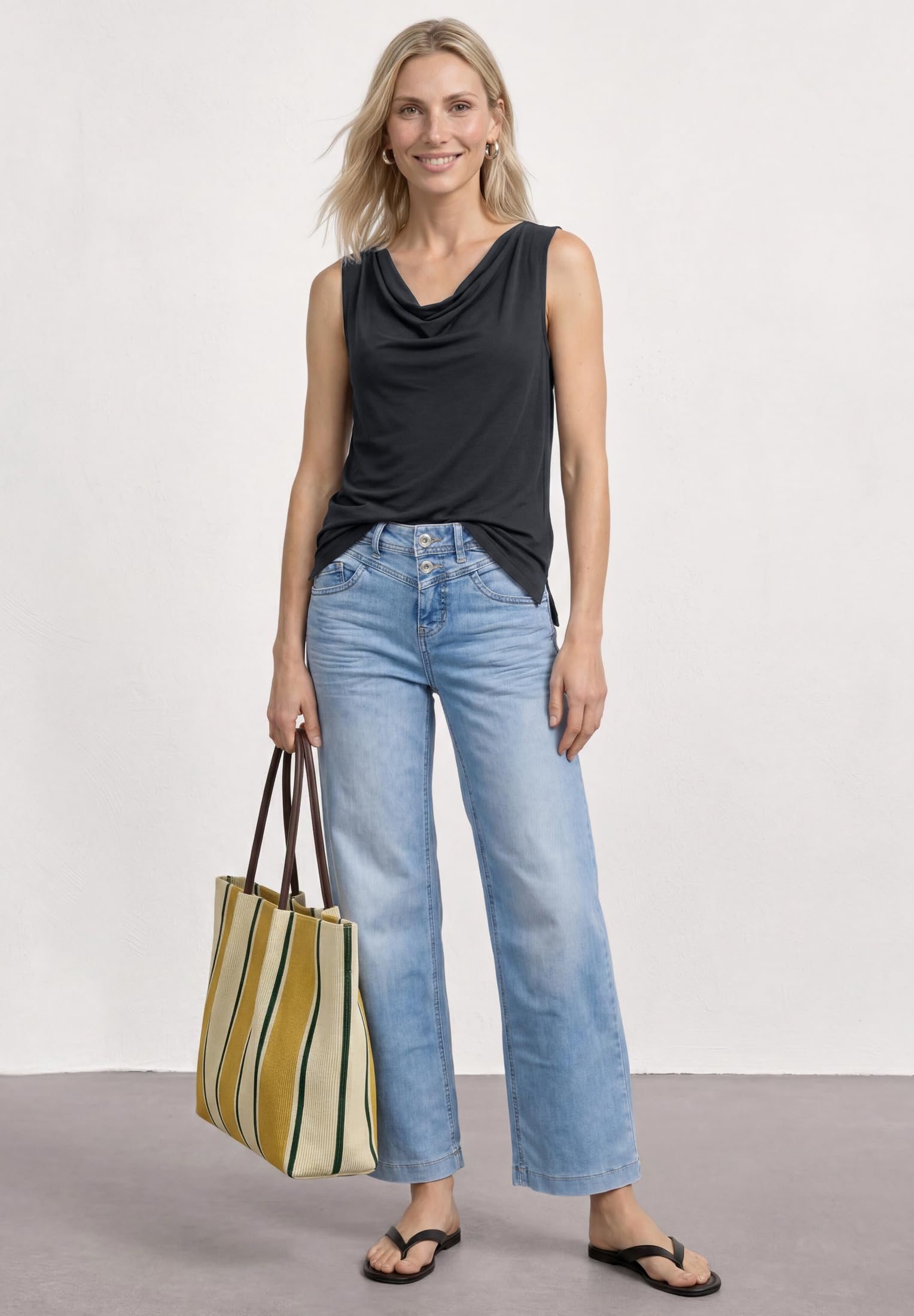 Street One 3230496 Haut Aspect Soie avec col en Cascade Femme (Lot de 1)