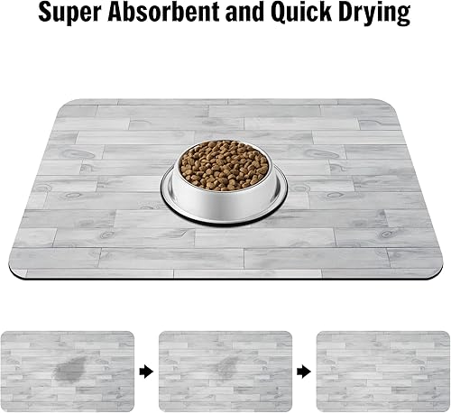 Miniatura 4 de Tapete de comida y agua para perros, tapete de alimentación de mascotas para el suelo, antideslizante, impermeable, súper absorbente, tapete para