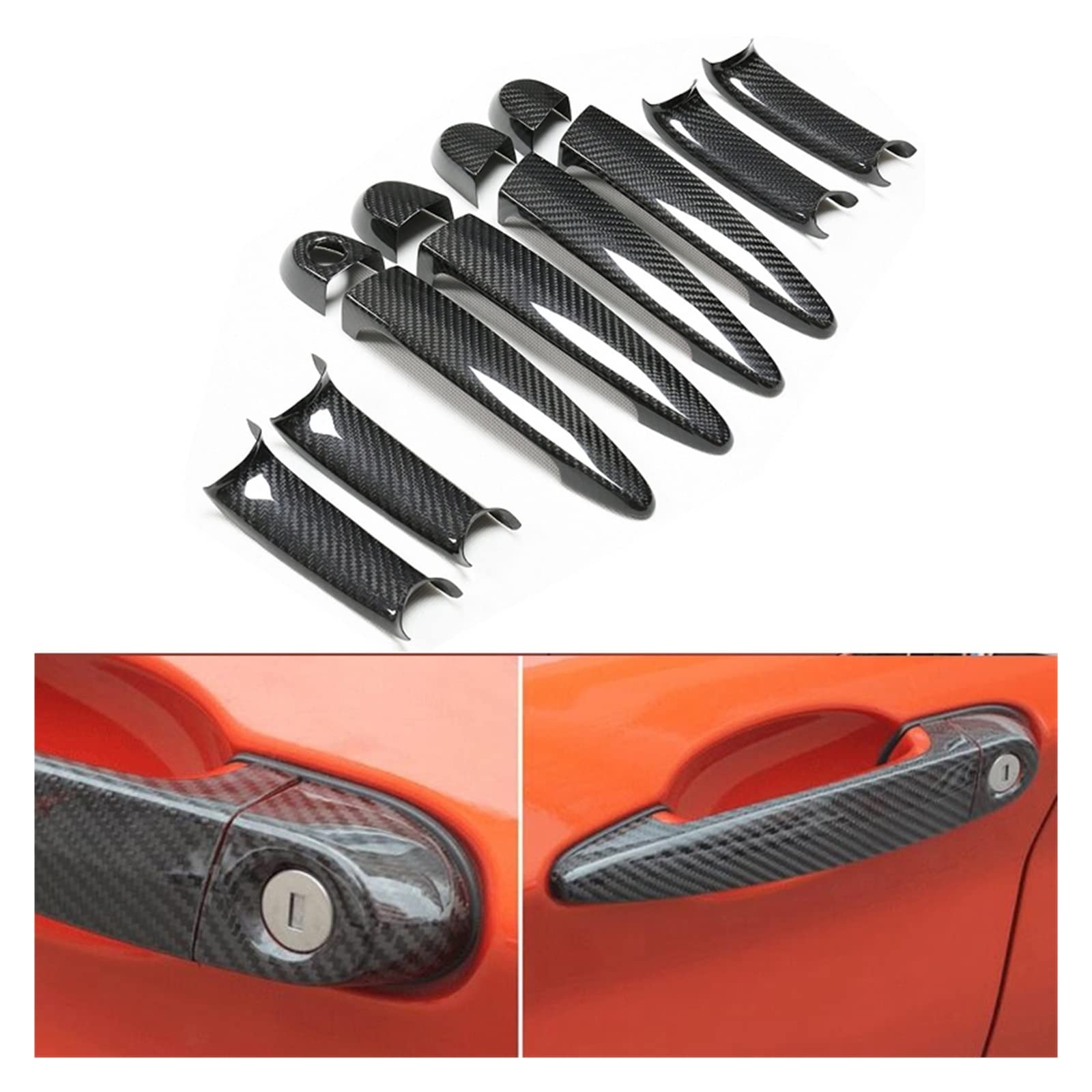 Copertura Maniglia Porta In Fibra Di Carbonio Per BMW (Set 8 Pezzi) – Compatibile Con X5 E70, X6 E71, M3 F80, M4 F82 – Styling Auto