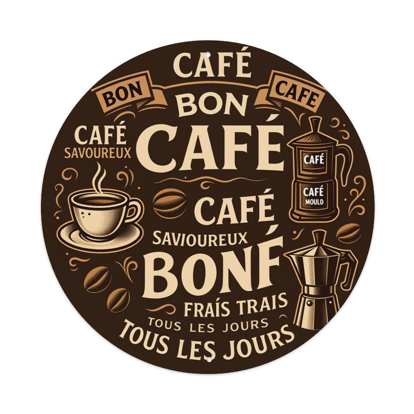 Cafe Good Cafe Delicious Mould Round Tin Sign Vintage Style Metal Sign Home Bar Garden Wall Plaque Decor Metal Poster 8x8 Inch