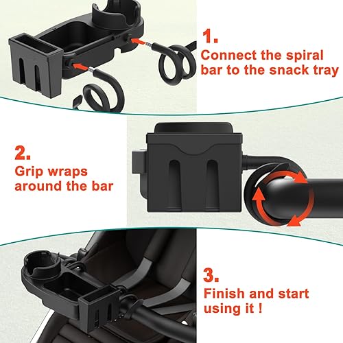 Miniatura 5 de Bandeja universal para refrigerios para cochecito  3 en 1 soporte para teléfono con agarre flexible de silicona para brazos para bebé, accesorios de