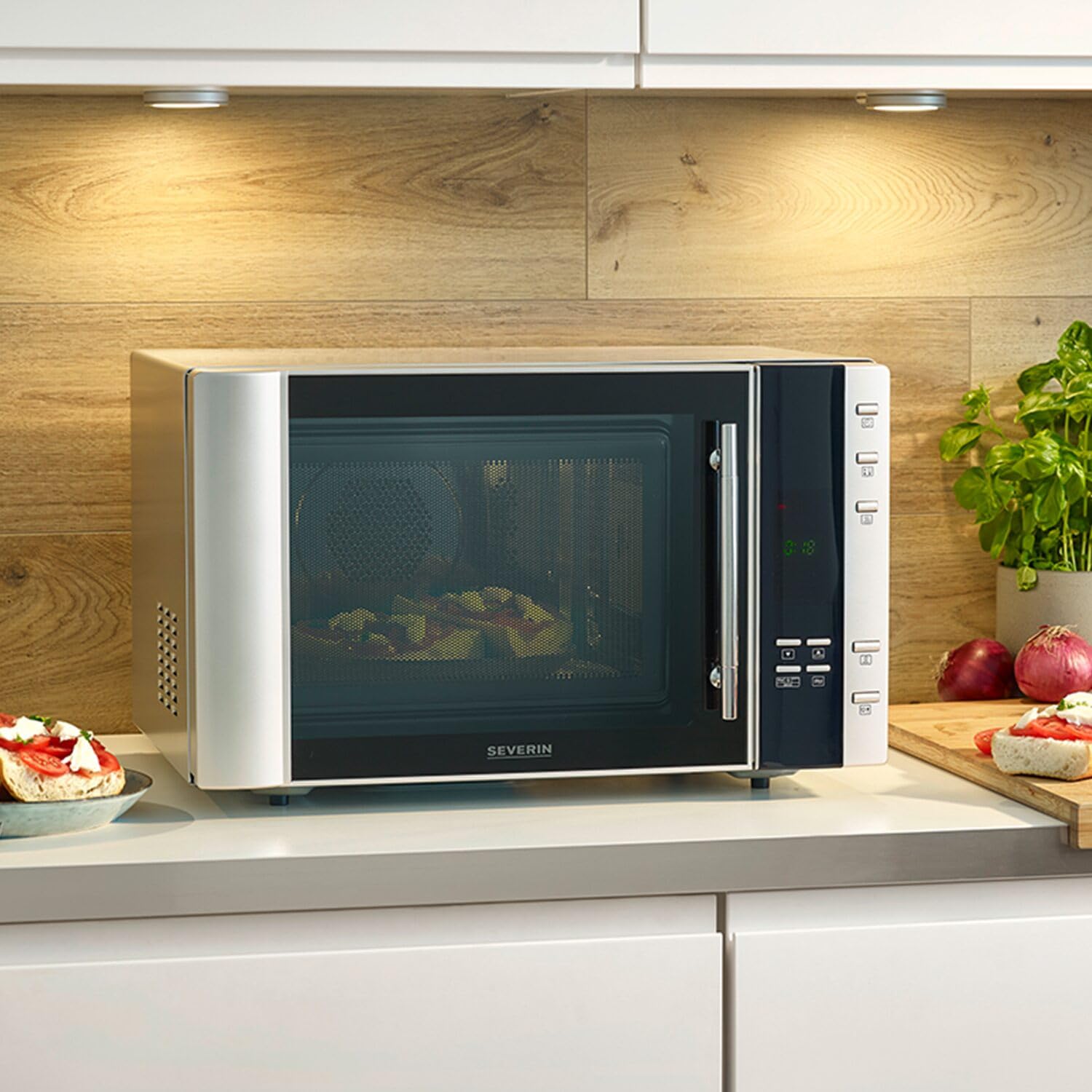 Severin - Kuchenka mikrofalowa z grillem 900 W 30 l - stalowa/czarna (29069)