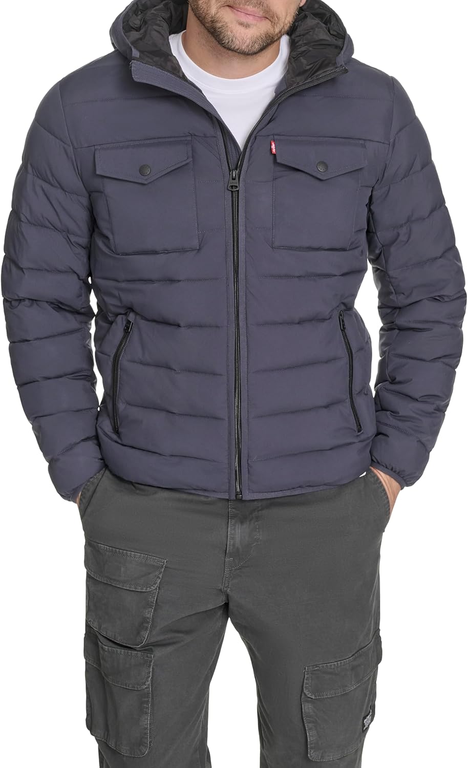 Water Resistant Performance Stretch Hooded Puffer Jacket