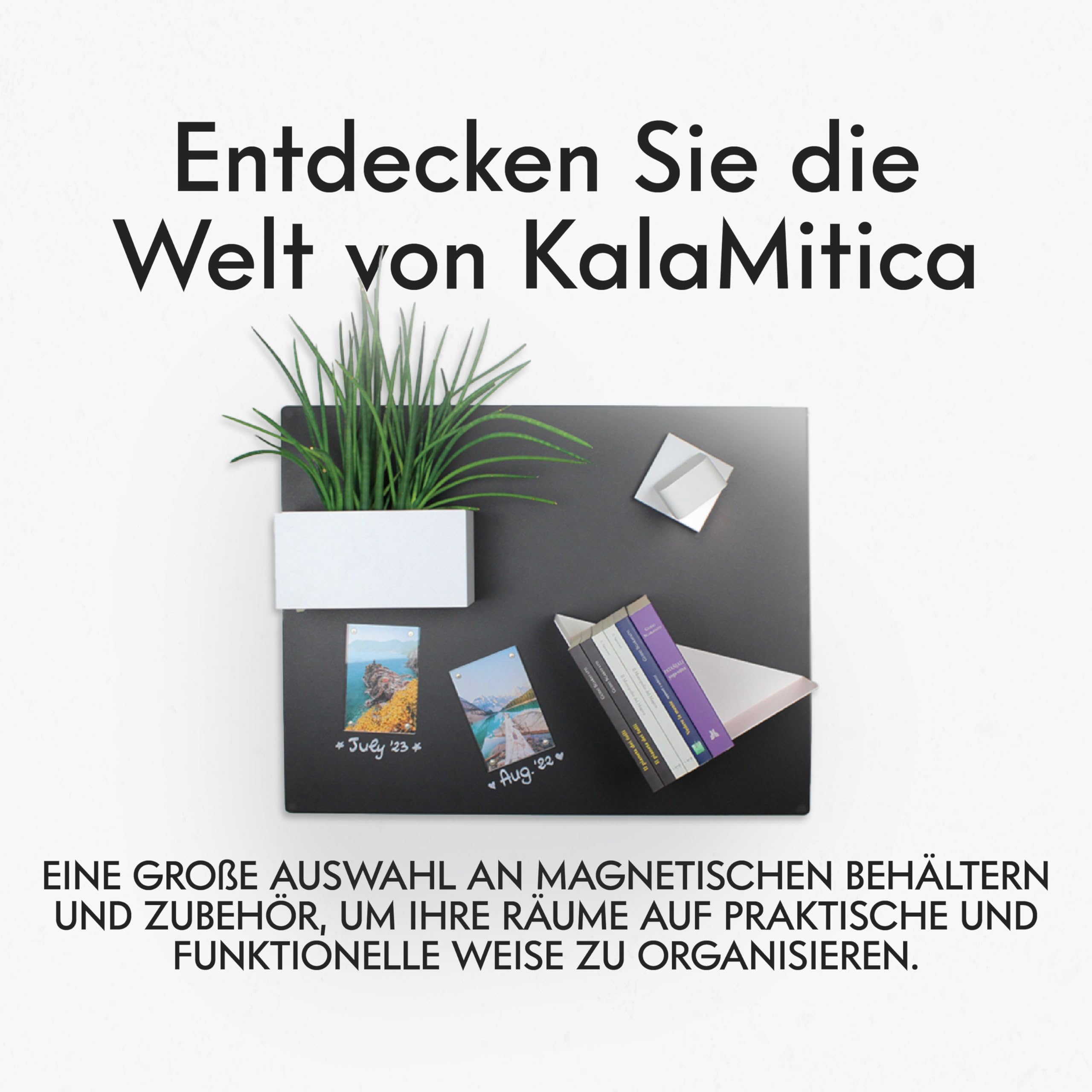 KalaMitica Magnettafel Schwarz - Kreidetafel Magnetisch, Magnetpinnwand für jede Art von Magneten - Anthrazit - 74x57 cm