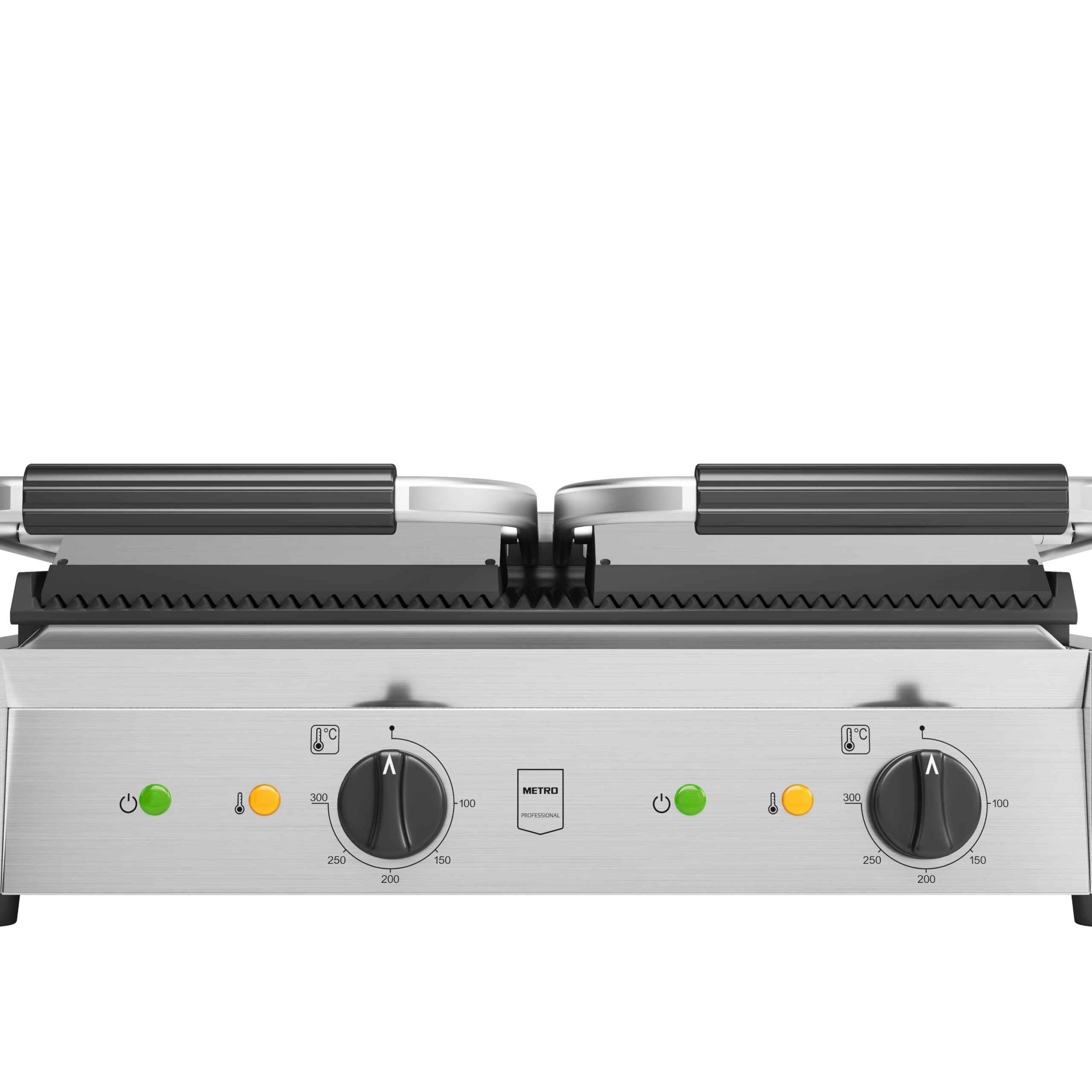 METRO Professional Plancha con doble Panini grill GPG2201, acero inoxidable, 57 x 36 x 20 cm, rango de temp.: 50-300° C, 55 paninis cada 60 minutos, plata