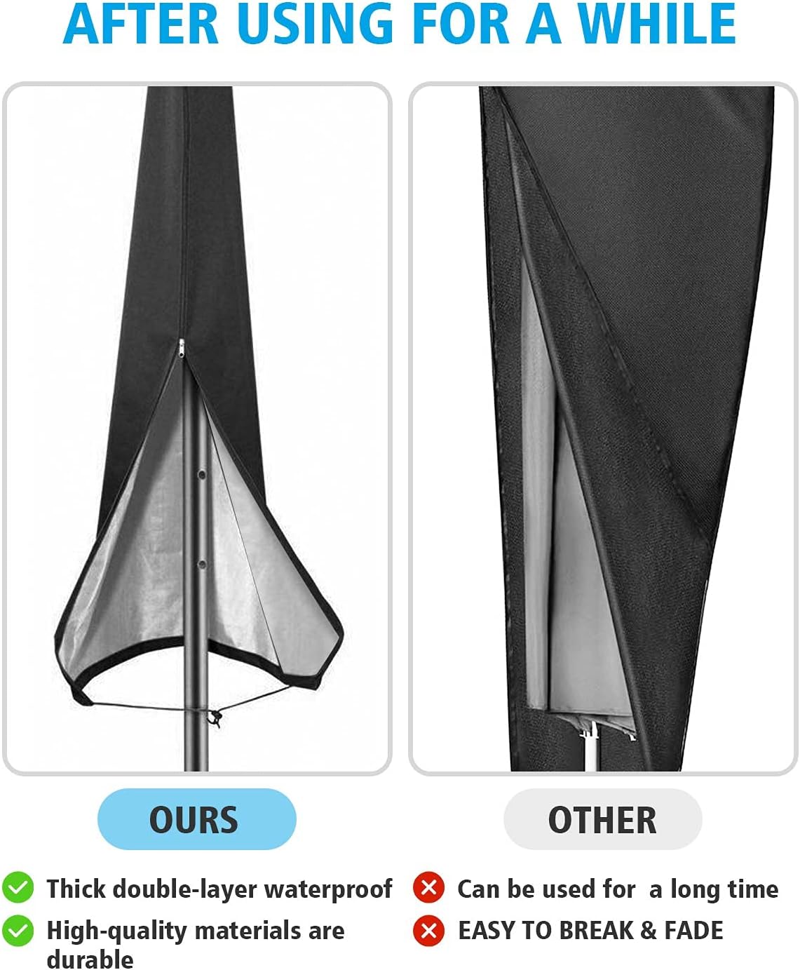 Maxesla 420D Garden Parasol Cover with Contraction Rod Waterproof