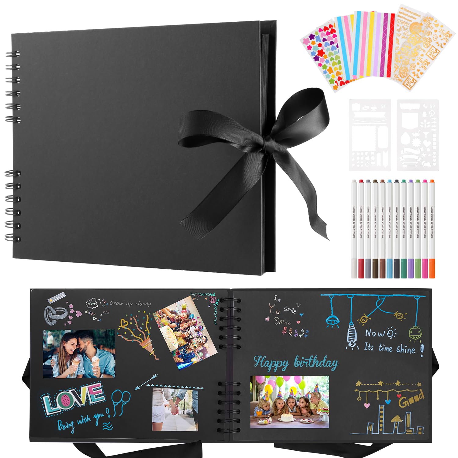Fotoalbum Zum Selbstgestalten 80 Schwarze Seiten Scrapbook Fotoalben Diy Fotoalbum Selbst Gestalten Groß Zum Einkleben Für Baby Und Valentinstag Geburtstagsgeschenk