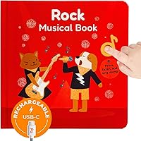 Cali's Books Rock Music Sound Book for Toddlers 1-3: USB-C Rechargeable Interactive Singing Toy with Classic Rock Songs