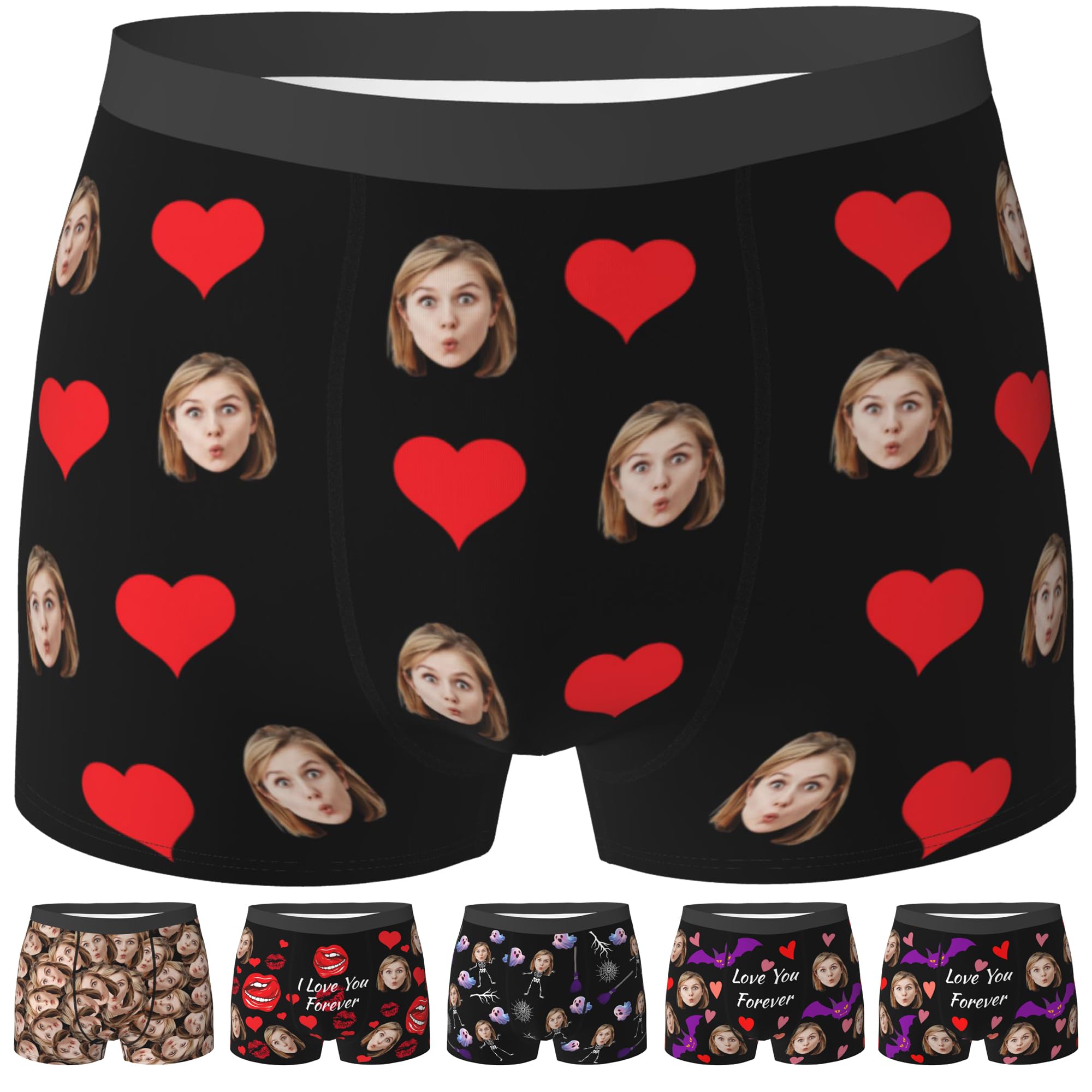 Boxers with Face for Men Boyfriend Husband Personalized Funny Underwear for Birthday Ideas for Him S-XXL