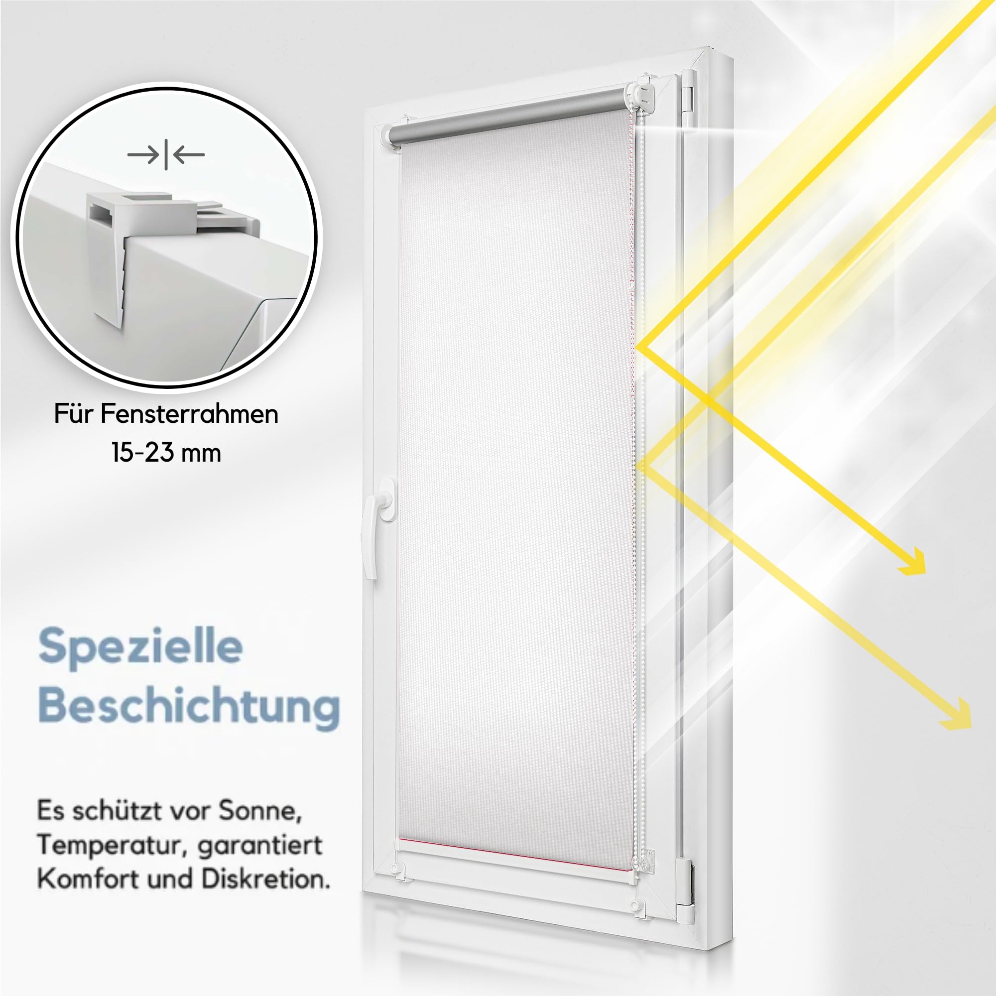 Zero Home - Premium Verdunklungsrollo Ohne Bohren I Klemmrollos für Fenster und Türen Thermorollo I Klemmfix Rollo I Sichtschutz und Sonnenchutz I Blackout I 70x220cm - Weiß